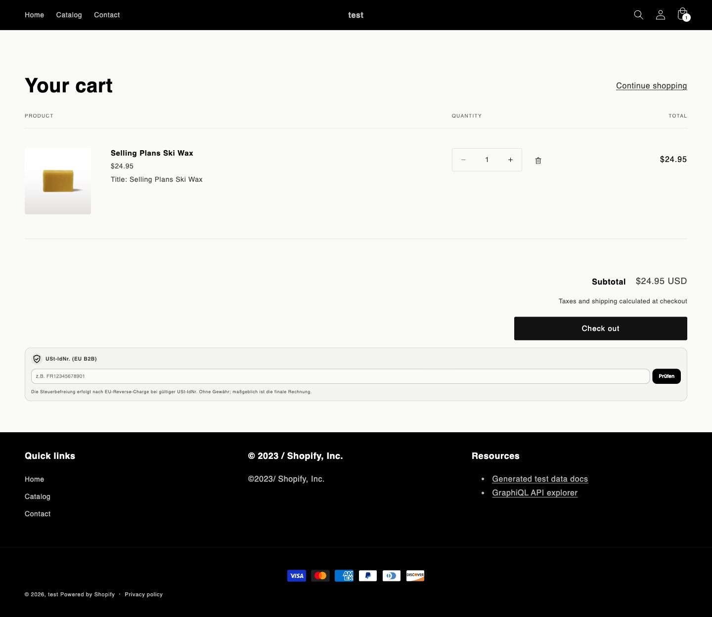 ExemptKit VAT ID field in a Shopify cart